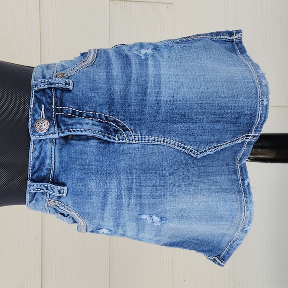 SILVER JEANS Francy Distressed Denim Mid Mini Skirt (W31) - Picture 2 of 13